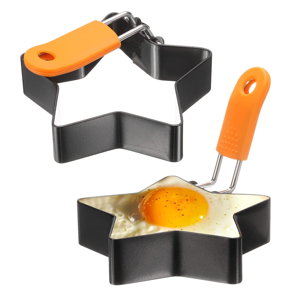 Star Egg Rings Nonstick Pancake Cooking Ring with Silicone Handle - Black