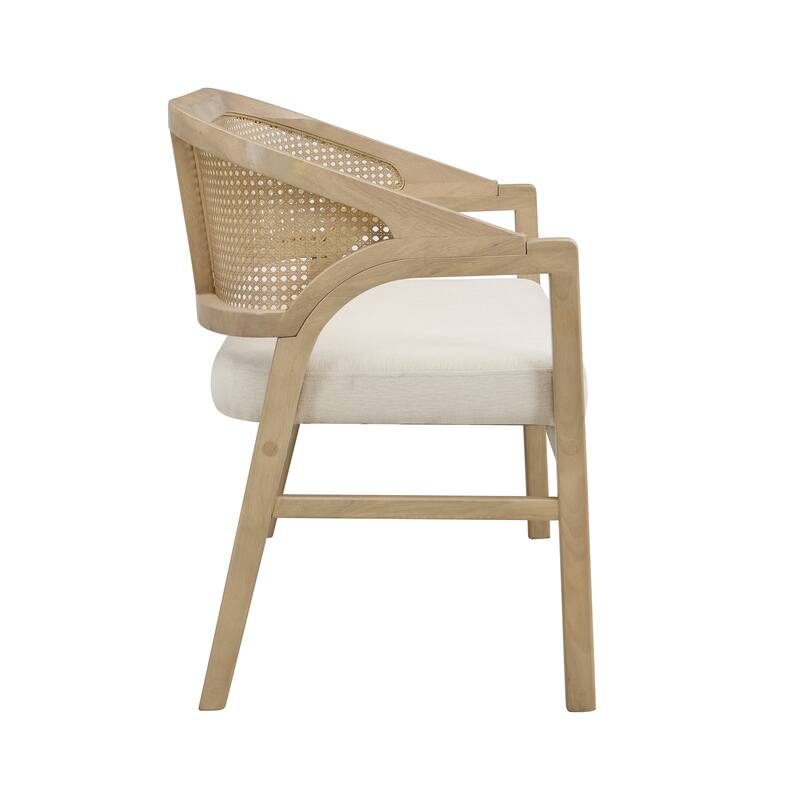 Christopher Knight Home - Curved Rubberwood Cane 46.25" Upholstered Loveseat