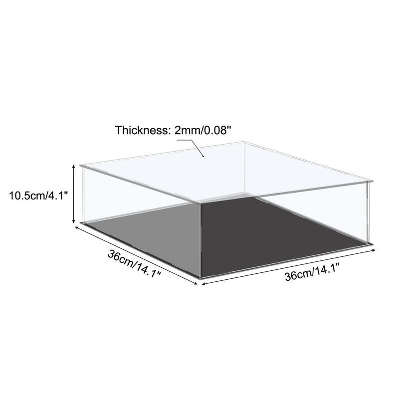 Acrylic Display Case Plastic Box Cube Storage Small Dustproof Showcase - 14.1x14.1x4.1 Inch