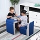 preview thumbnail 10 of 16, Qaba Kids Sofa 2-in-1 Multi-Functional Table Chair Set 2 Seat Couch Storage Box Soft Sturdy Blue