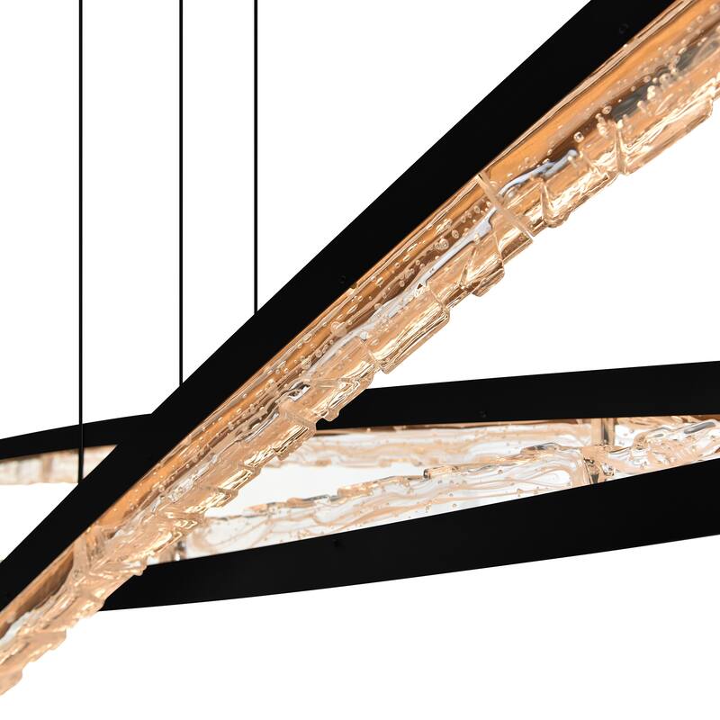 Saber Integrated LED 70in Black Chandelier with Handcrafted Glass
