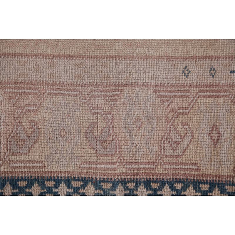 Hand Knotted Oriental 100% Wool Carpet Transitional Geometric Peach Oushak Runner Rug - 13' 8'' X 2' 4''
