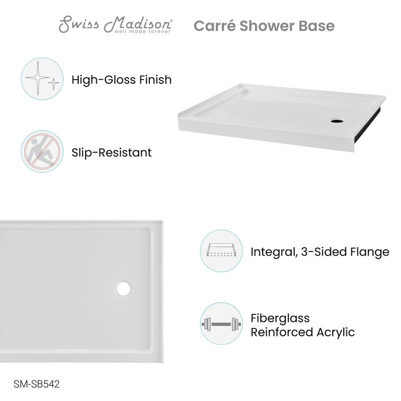 Swiss Madison SM-SB542 Carre 47-7/8" x 36" Rectangular Shower Base