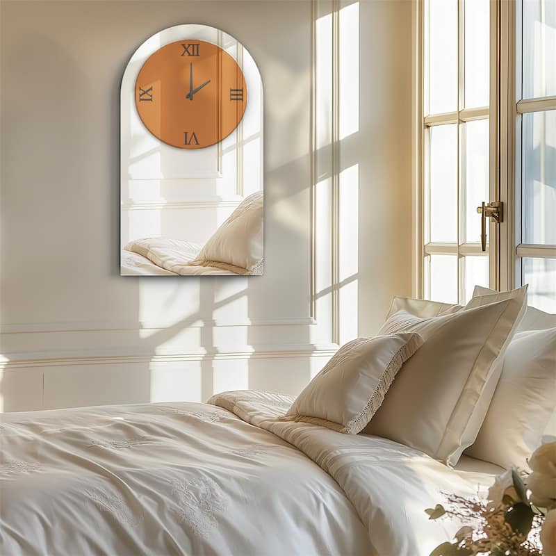 Large Wall Clock Mirror Finish Minimalist Long Oval for Living Room