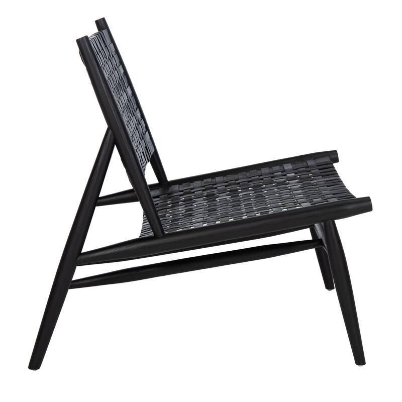 SAFAVIEH Soleil Rosina Leather Woven Accent Chair - 26" W x 31.5" L x 30.7" H - 26Wx31Dx31H