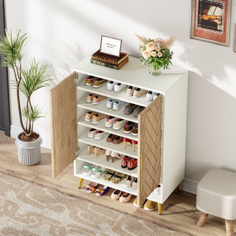 6-Tier 24 Pairs Shoe Storage Cabinet with Doors