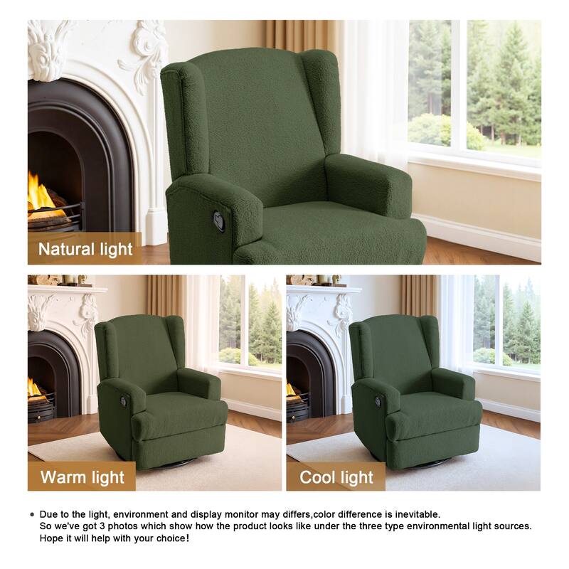 UIXE Upholstered Chenille/Boucle Swivel Glider Rocker Recliner
