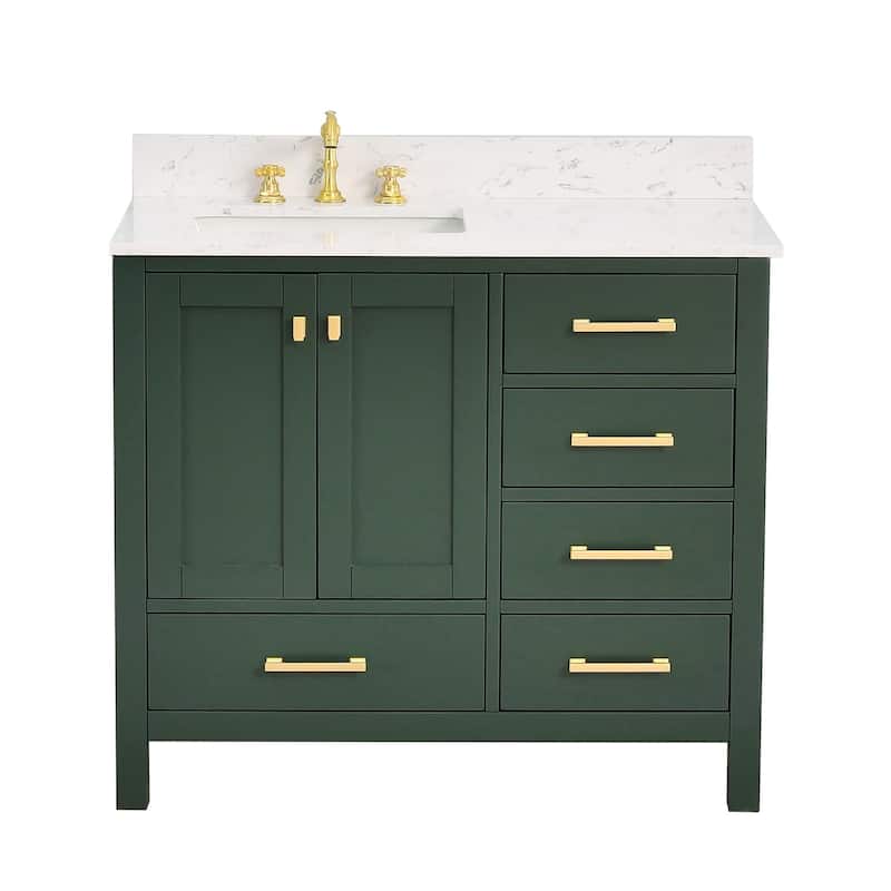 PROOX 42inch Freestanding Bathroom Vanity w Engineered Counter Top Cearmic Sink - Green