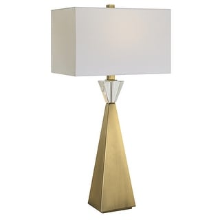 Uttermost Arete Modern Brass Table Lamp - 32"H,   Shade 10"H x 16"W x 10"D (in)