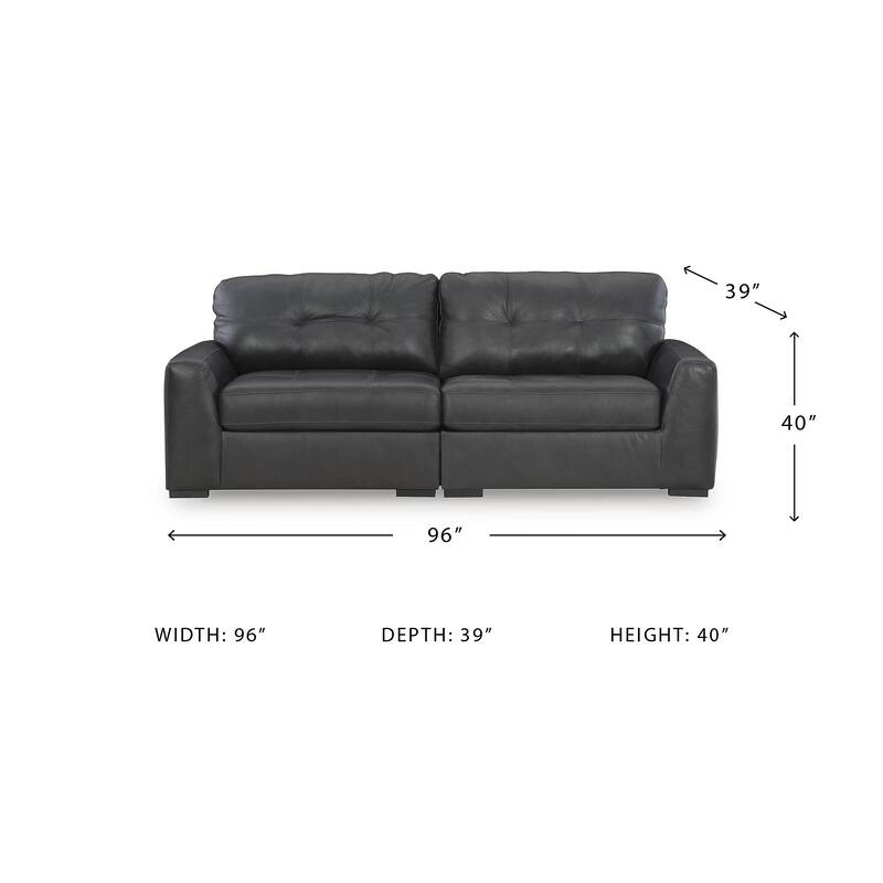 Signature Design by Ashley Brindley Pier Black 2-Piece Sectional Loveseat - 96"W x 39"D x 40"H