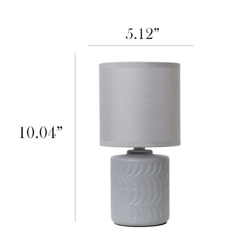 Modern Textured Ceramic Table Lamp with Fabric Drum Shade Compact Accent Lighting Multiple Colors