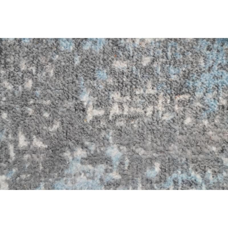 Hand Knotted Oriental Viscose Silk Carpet Modern Abstract Greys & Charcoal Abstract Area Rug - 6' 3'' X 4' 5''