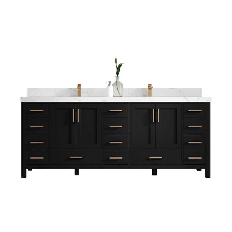 Willow Collection 84 in. W x 22 in. D Malibu Double Sink Bathroom Vanity with Countertop