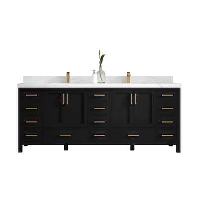 Willow Collection 84 in. W x 22 in. D Malibu Double Sink Bathroom Vanity with Countertop