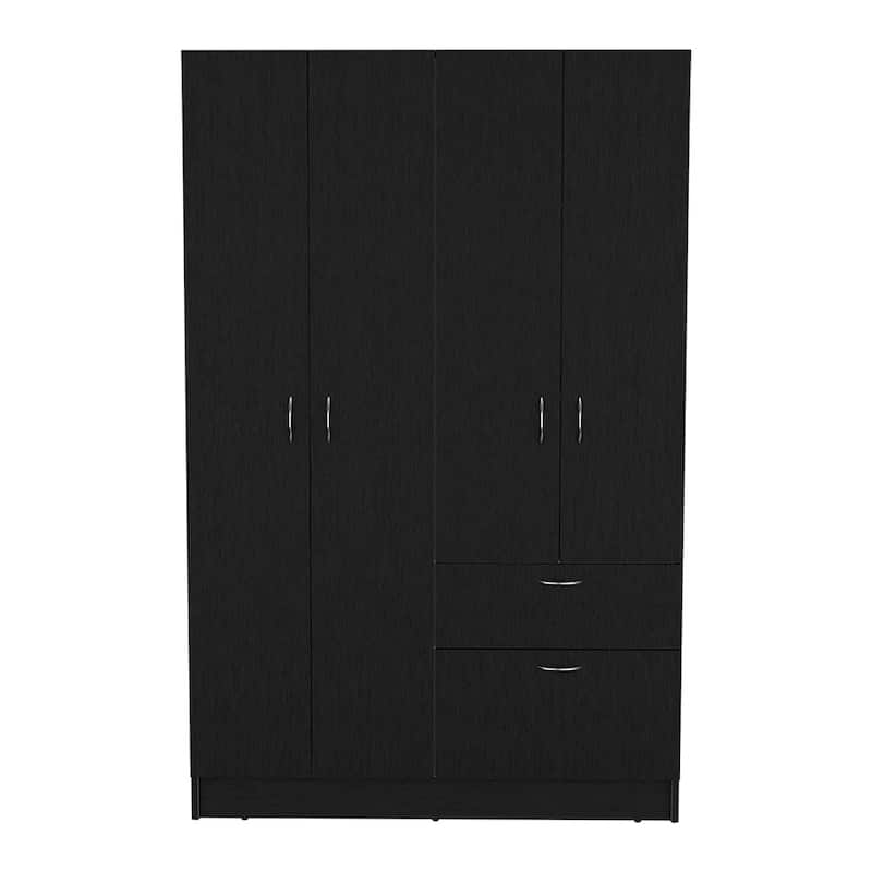 42.9" Modern Double-door Armoire with One Drawer and Five Interior Shelves