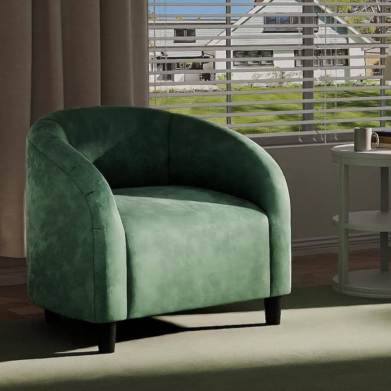 Upholstered Velvet Accent Cozy Armrest Sofa Chair for Living Room Bedroom - Green