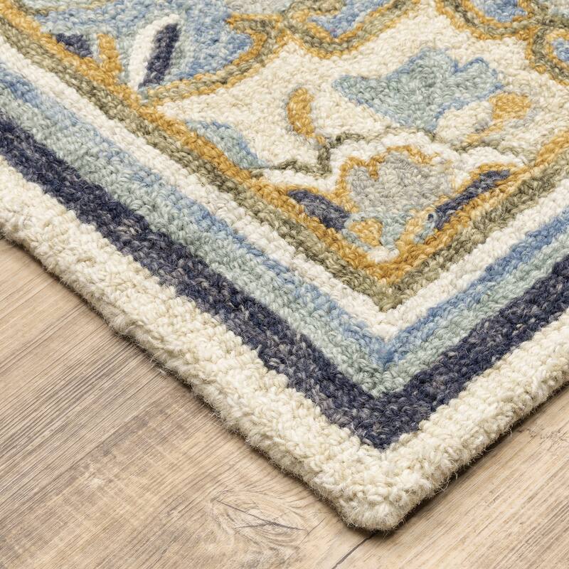 Style Haven Ava Hand-tufted Wool Loop-pile Vintage Medallion Blue/Cream Area Rug