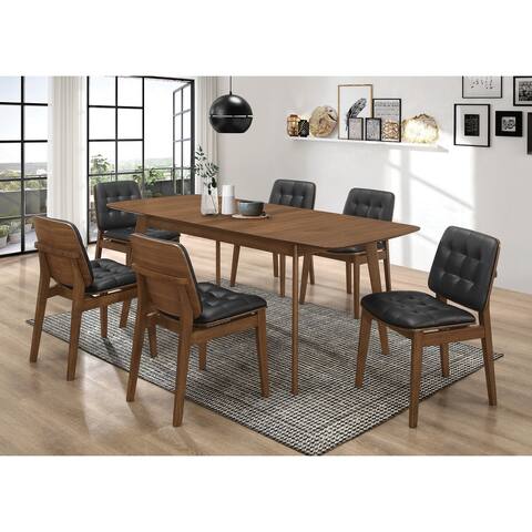 Lana Natural Walnut and Black 9-piece Dining Set with Butterfly Leaf