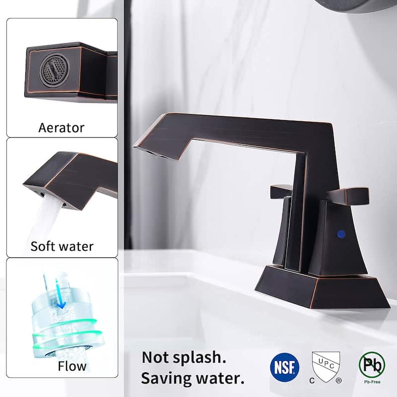 2-Handle Bathroom Sink Faucet Oil Rubbed Bronze 4 Inches Centerset Vanity Faucet 3 Hole Bathroom Faucet with Pop Up Drain