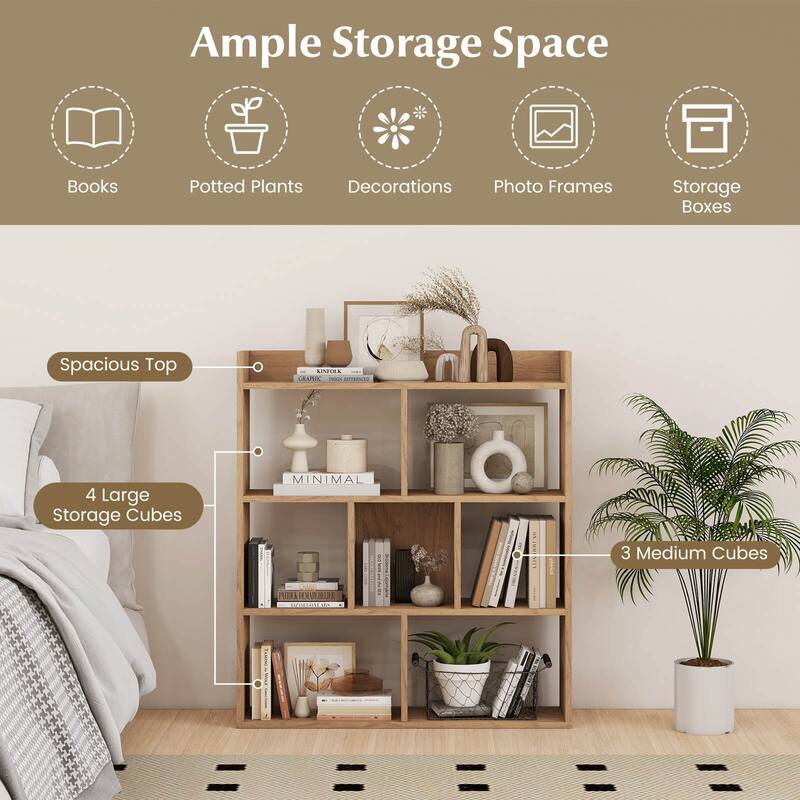 Costway 1/2 PCS 7-cube Bookcase Open Storage Shelf with Anti-tipping - See Details