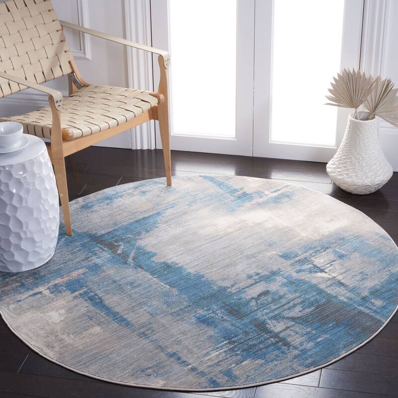 SAFAVIEH Vintage Persian Ayten Modern Abstract Rug - 5' Round - Blue/Grey