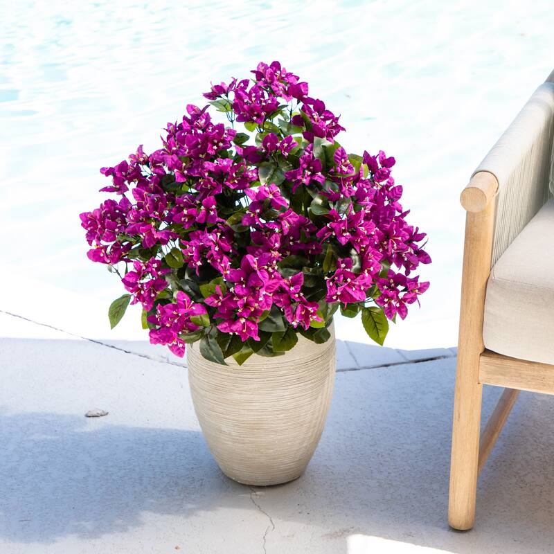 19-in UV Resistant Artificial Bougainvillea Bush - Set of 4