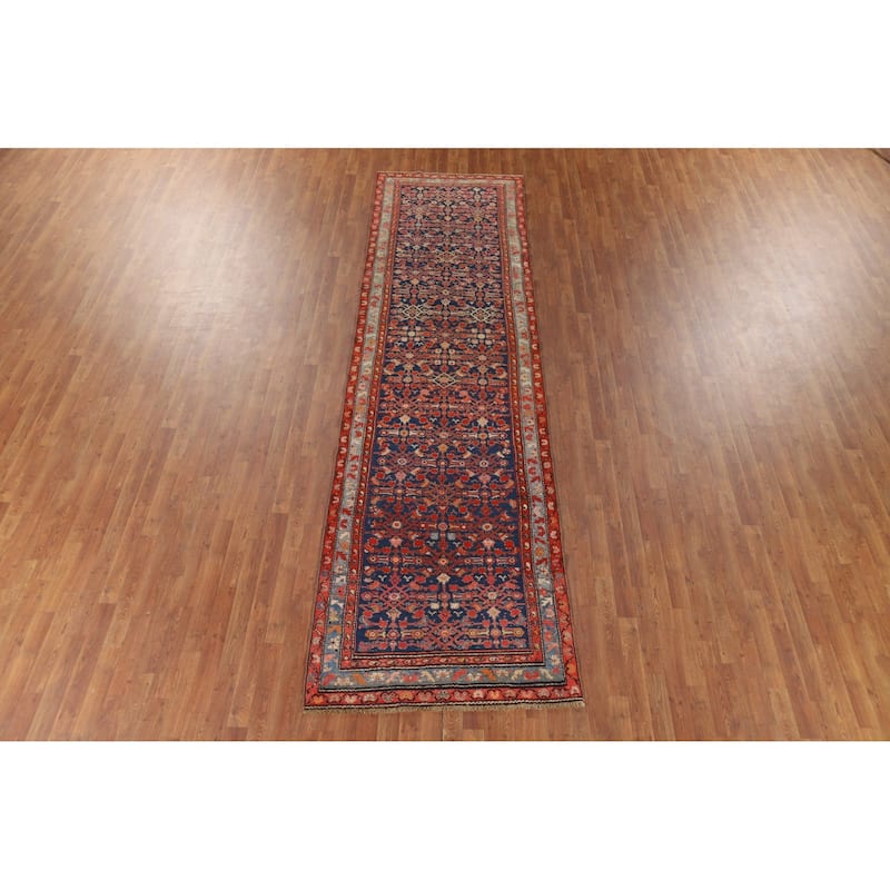 Malayer Antique Persian Runner Rug Hand-Knotted Wool Carpet - 3'7" x 12'11"