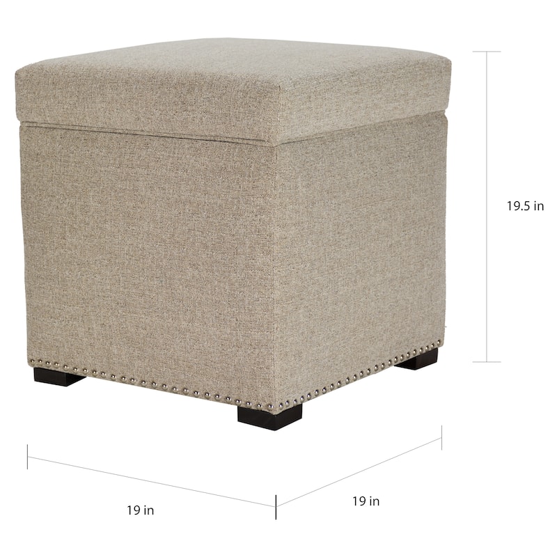 TAMI Nova Camel Square Upholstered Nail Trimmed Storage Ottoman