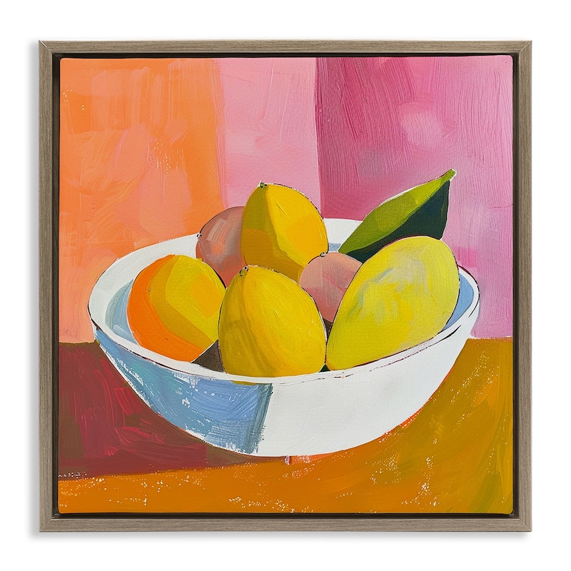 Stupell Bold Kitchen Citrus Fruits Framed Floater Canvas Wall Art Design By Walker Noble - 25 x 25 - Brown