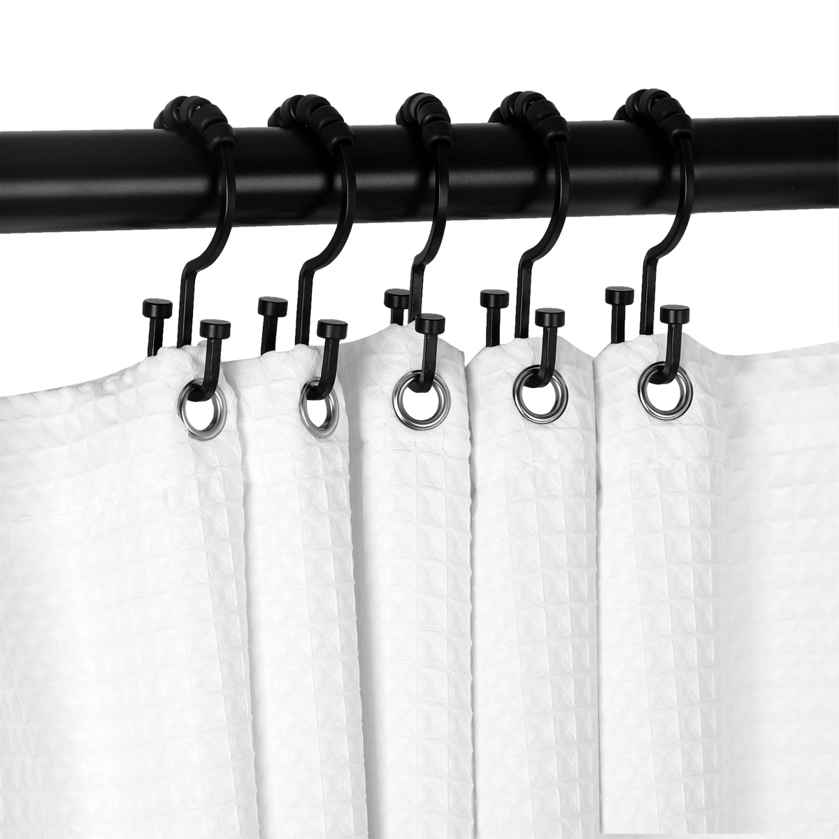 Utopia Alley Deco Flat Double Roller Shower Curtain Hooks, Black - On Sale  - Bed Bath & Beyond - 27886612