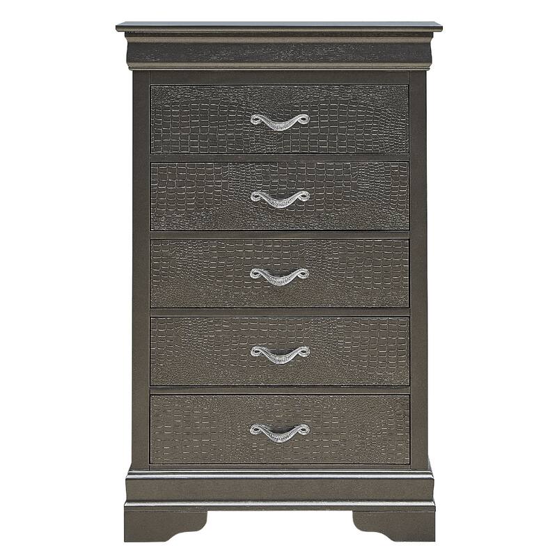 5-Drawer Wooden Bedroom Chest - 48" - Metallic Black