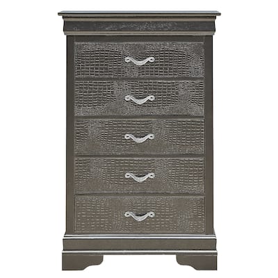 5-Drawer Wooden Bedroom Chest - 48" - Metallic Black
