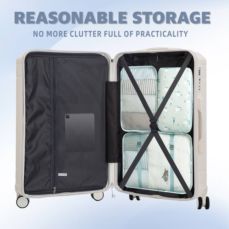 3 PCS in ABS Spinner Wheel Carry on Suitcase Luggage, TSA Combination Lock