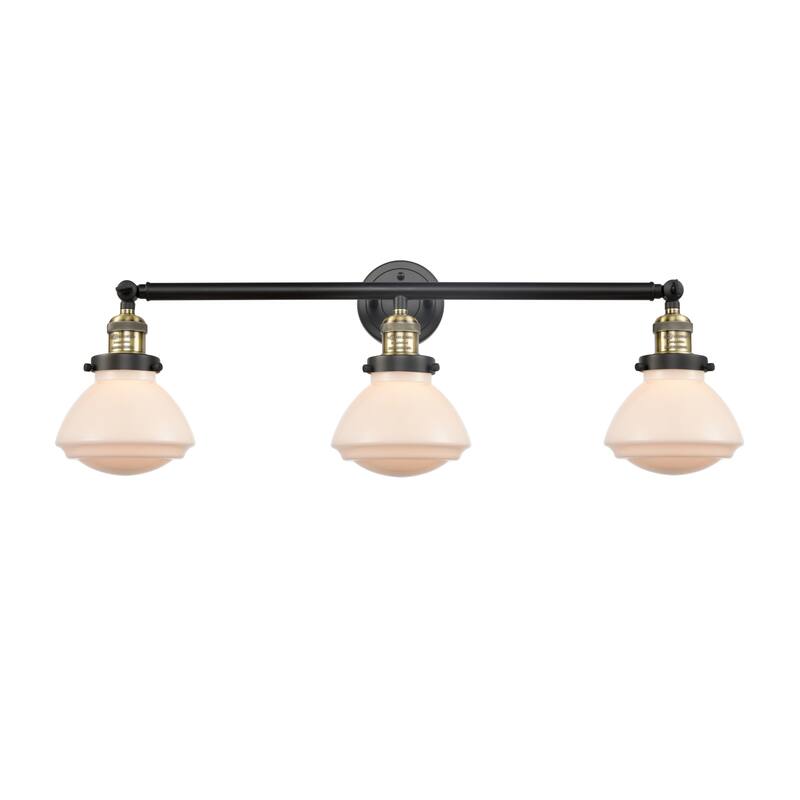 Innovations Lighting Olean 3 Light 31" Wide Bathroom Vanity Light - Black Antique Brass / Matte White