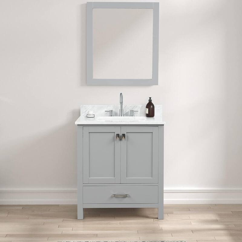 Blossom Geneva 30" Solid Wood Bathroom Vanity with Marble Top - Metal Grey