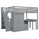 preview thumbnail 37 of 55, Space-Saving Loft Bed with Storage Stairs & Two Drawers, Wooden Full Bed Frmae wiht Shelves Wardrobe, Movable table & Side Desk