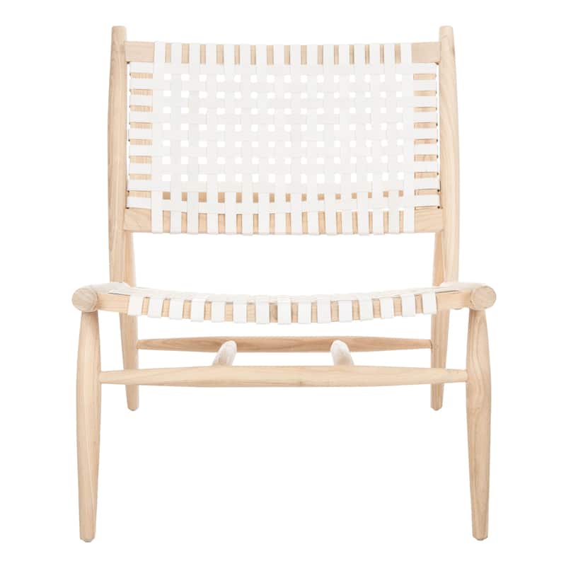 SAFAVIEH Soleil Squared Leather Woven Accent Chair - 26" W x 31.5" L x 30.7" H