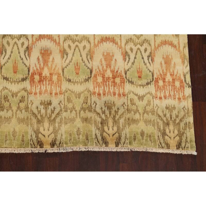 All-over Ikats Oriental Living Room Area Rug Wool Hand-knotted Carpet - 8'10" x 11'10"