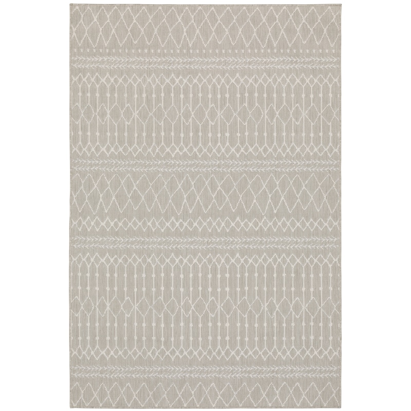 Paris Grey Ivory Geometric Outdoor Casual Area Rug