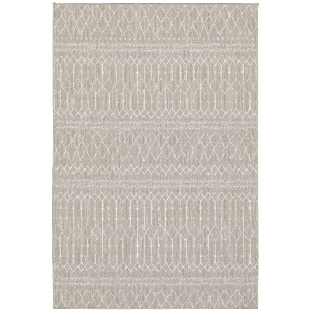 Paris Grey Ivory Geometric Outdoor Casual Area Rug