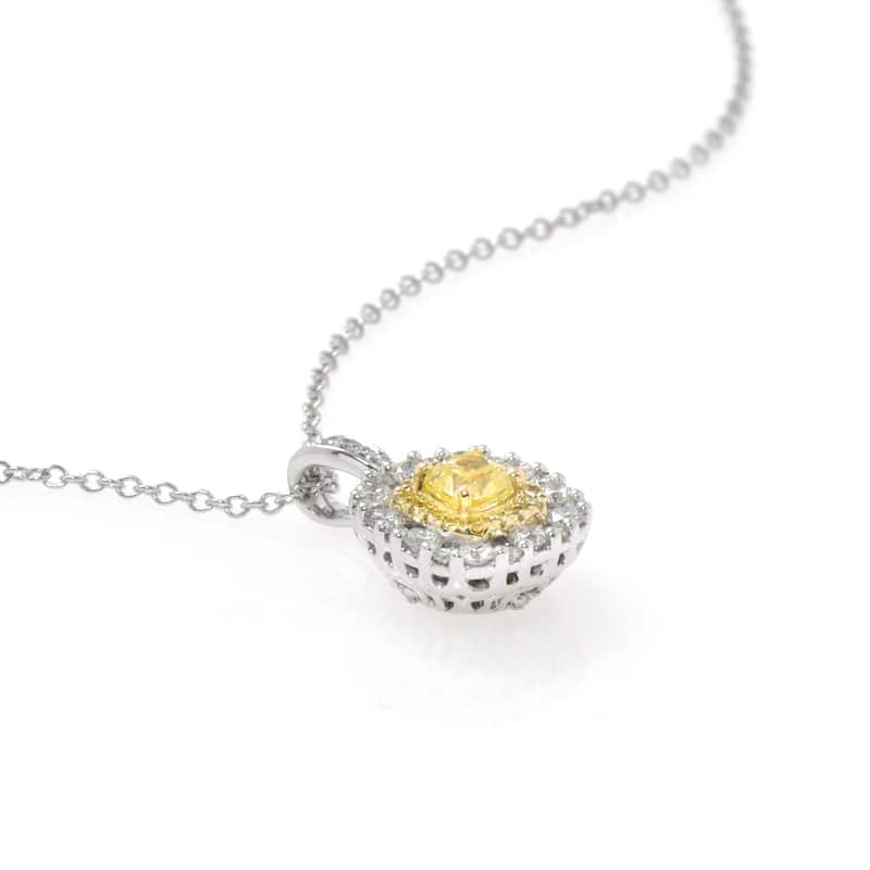 Gregg Ruth 14K White Gold, Fancy Yellow Diamond and White Diamond Pendant Necklace - 18