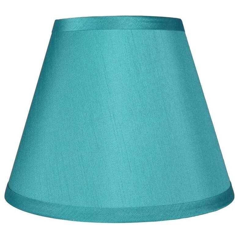 Hardback Faux Silk Conical Lamp Shade, 5 inch Top, 9 inch Bottom, 7 inch Slant - Single - Teal Silk