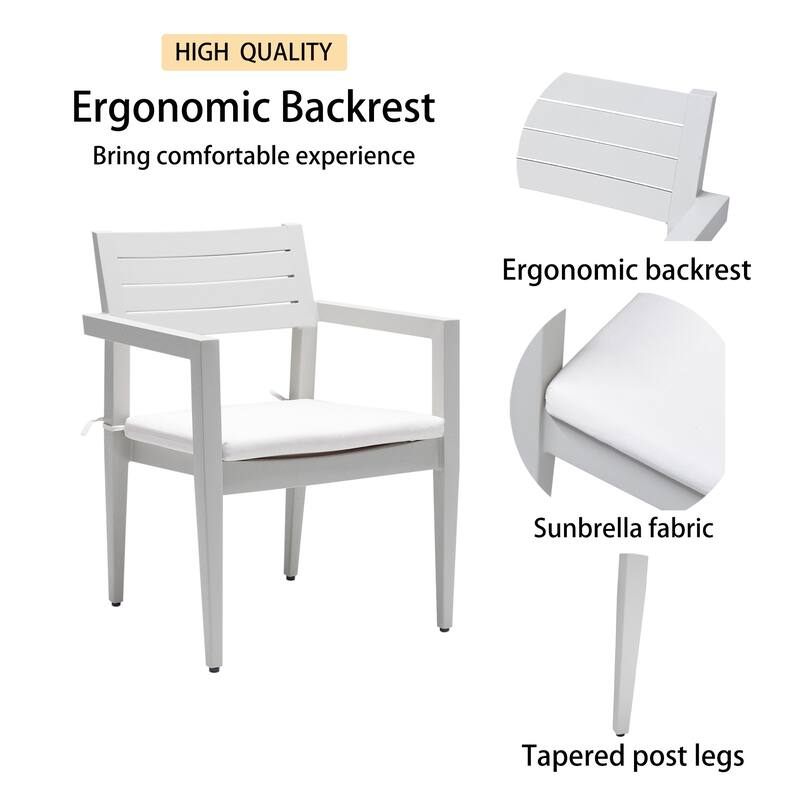 Outdoor Patio Aluminum Dining Chairs with Cushions (Set of 4)