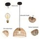 preview thumbnail 8 of 8, 1-Light Woven Rattan Bohemian Adjustable Pendant Light - 11.75*7inches
