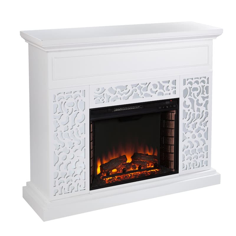 SEI Furniture Westmont Contemporary White Wood Electric Fireplace