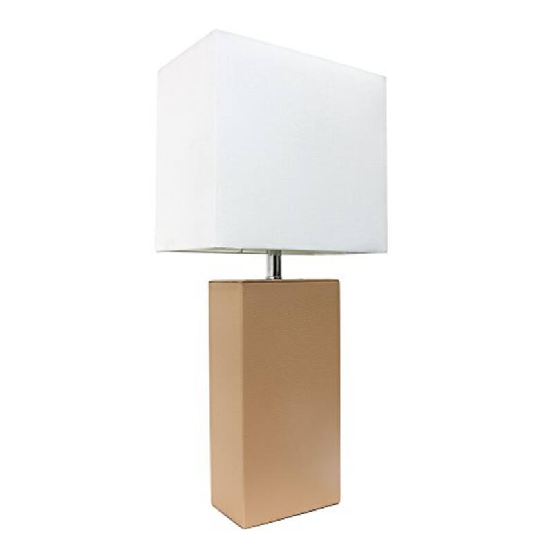 21 in. Beige Finish Table Lamp with White Shade, Sturdy Table Lamp for Living Rooms and Bedrooms