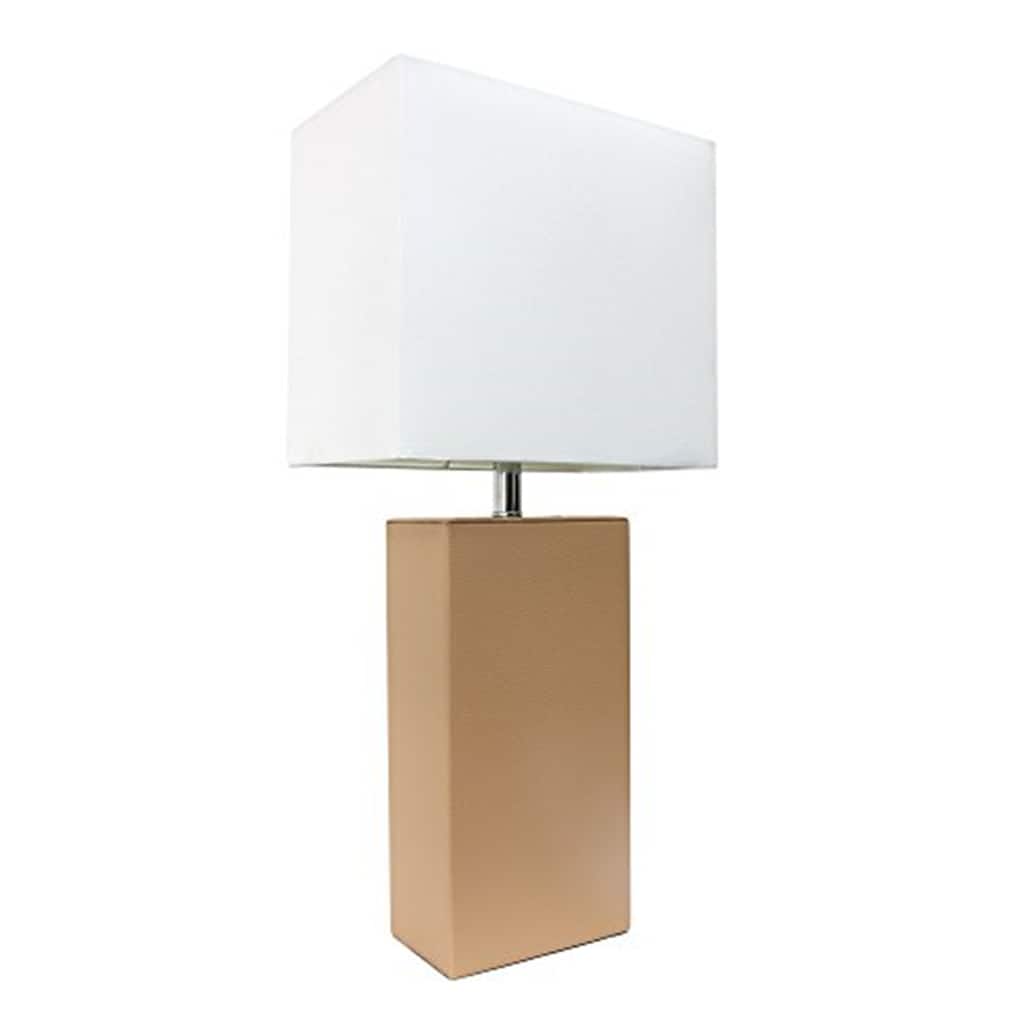 21 in. Beige Finish Table Lamp with White Shade, Sturdy Table Lamp for Living Rooms and Bedrooms