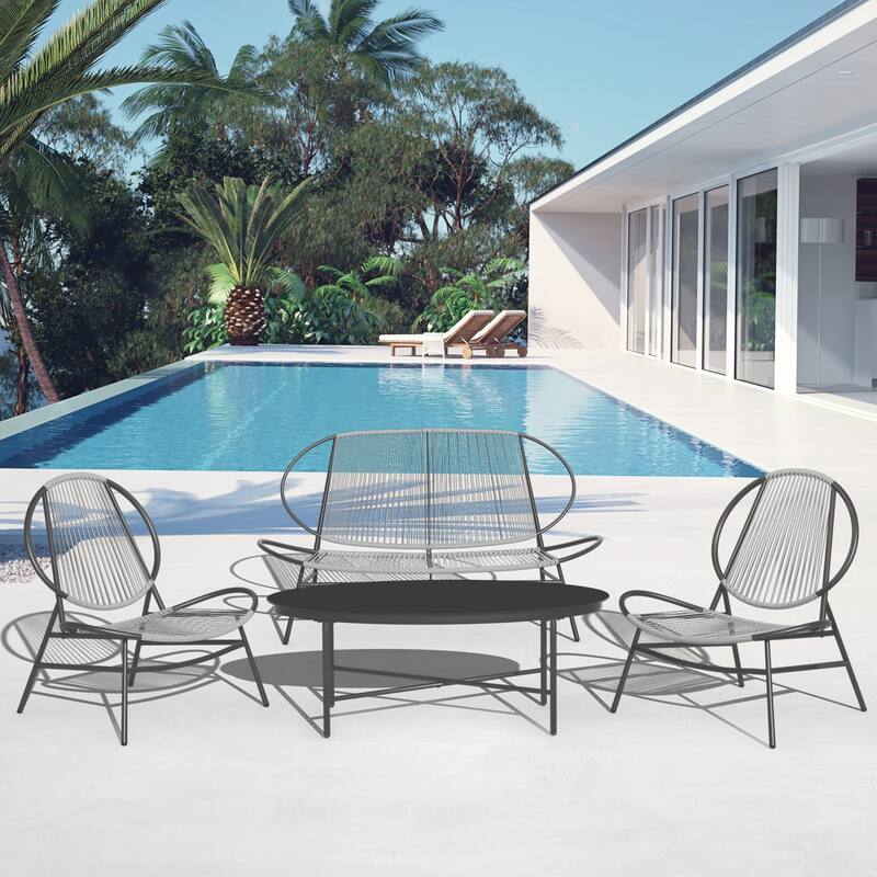4-Piece or 2-Piece PE Rattan Patio Conversation Set