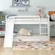 preview thumbnail 12 of 10, Low Floor Kids Bunkbeds, White Twin over Twin with Ladder, Slide