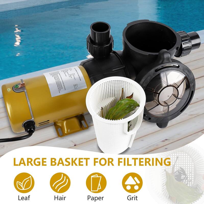 2HP Swimming Pool Pump Single Speed In/Above Ground Water Pump,115V